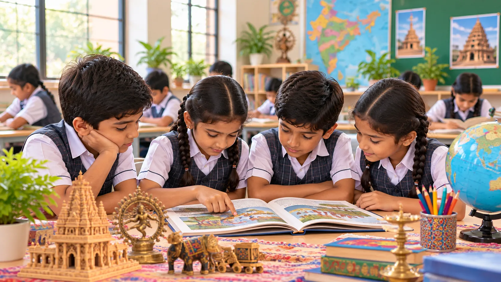Children exploring Indian traditions and culture